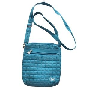 Lug quilted crossbody bag purse blue dark teal